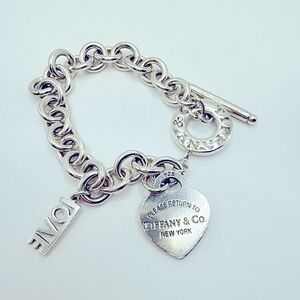 Tiffany & Co. Return to Tiffany Heart & LOVE Charms Bracelet 925 42 gms 7.5 in